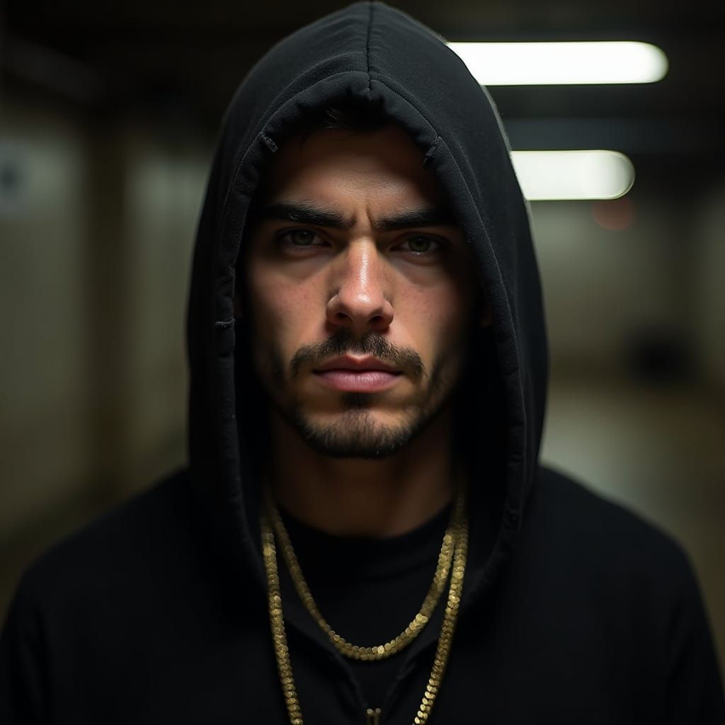 Gritty Portrait of UK Drill Producer in London Basement