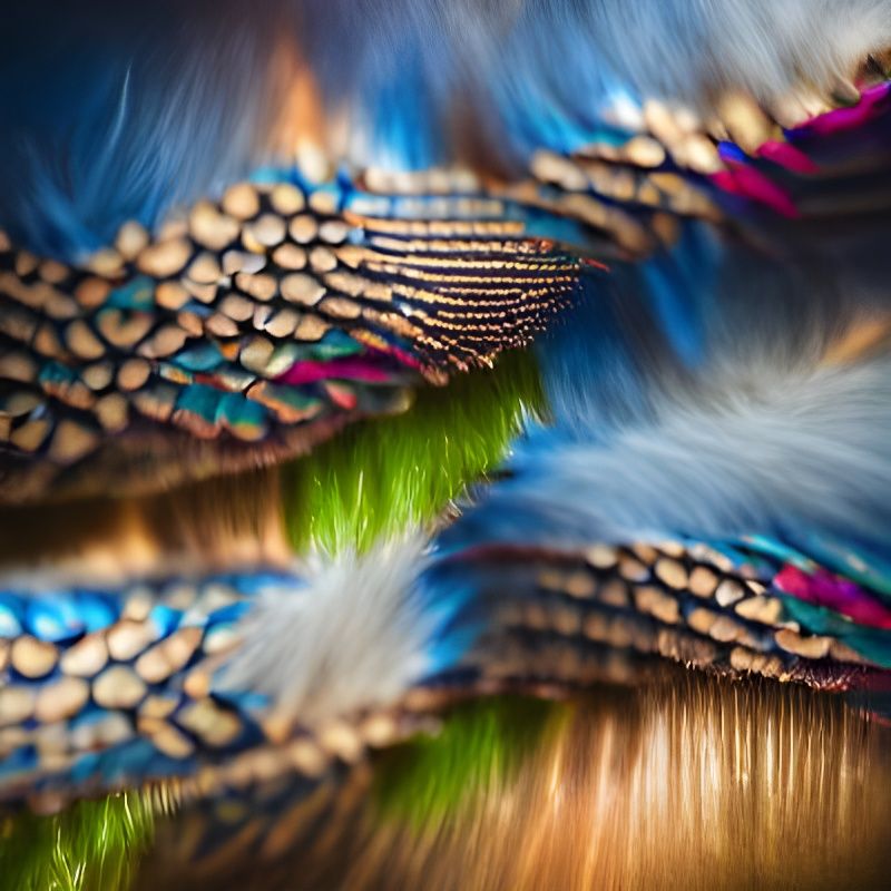 Detailed Macrophoto of Peacock Feathers in Bokeh