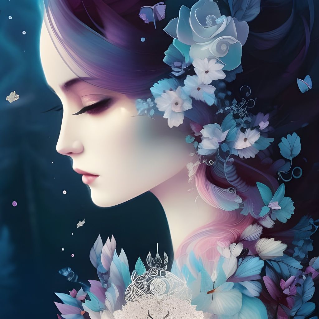 Hyperdetailed Fairy Girl in Dual Color Scheme