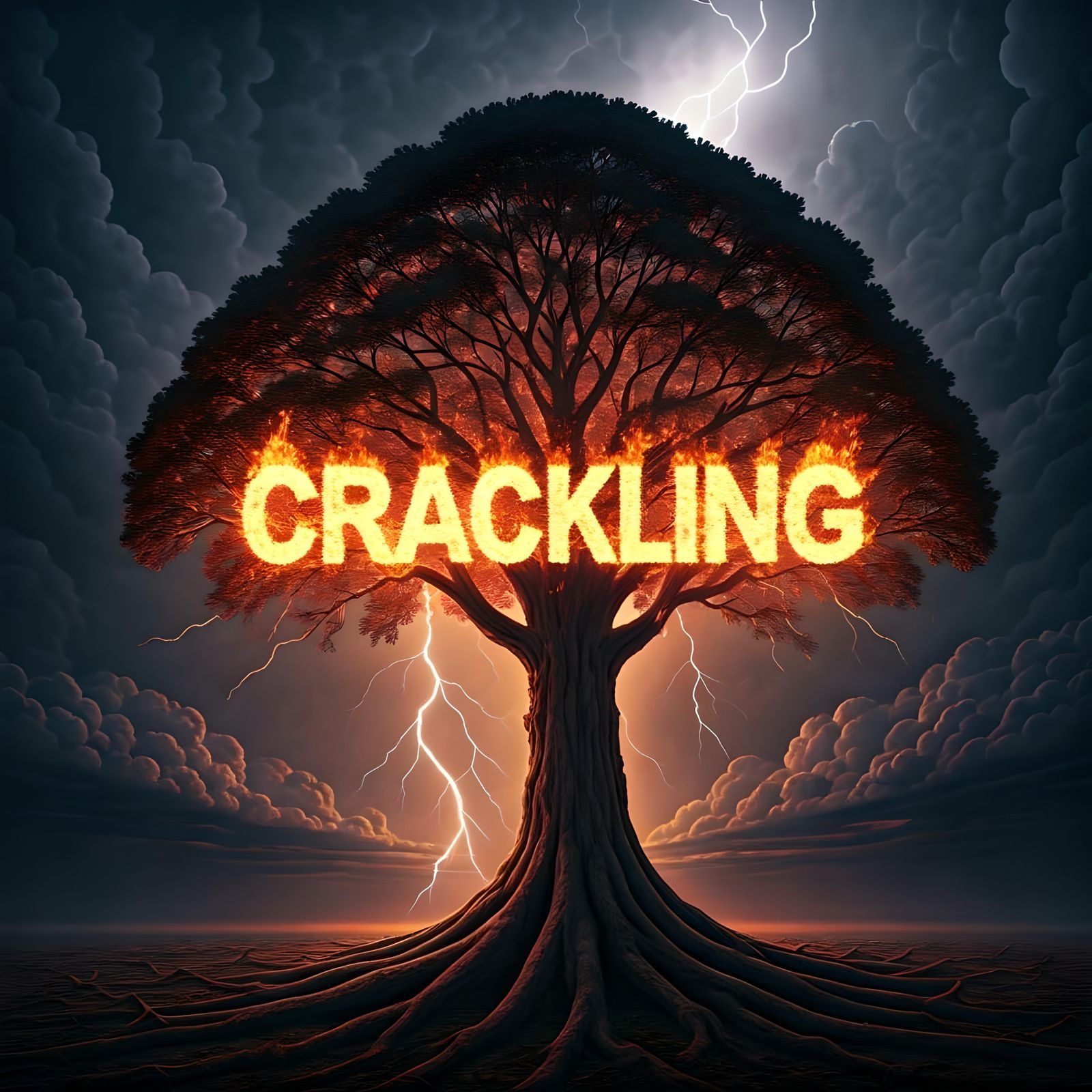 Fiery Lightning Strikes Spellbinding Tree