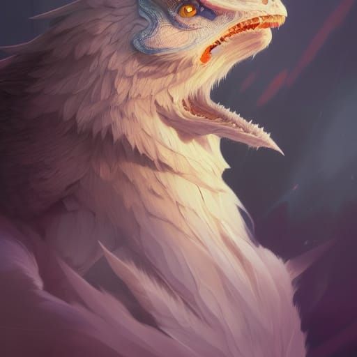 Ethereal Dragon Creature Portrait in Digital Art Style