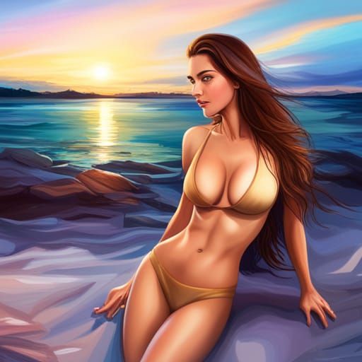 Sunset Over the Bay: A Photorealistic Digital Illustration