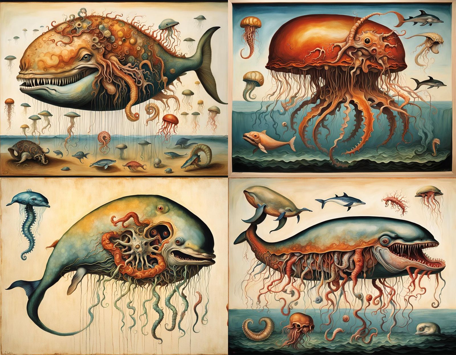 Disturbing Hybrid Creature Inspired by Surrealist Masters