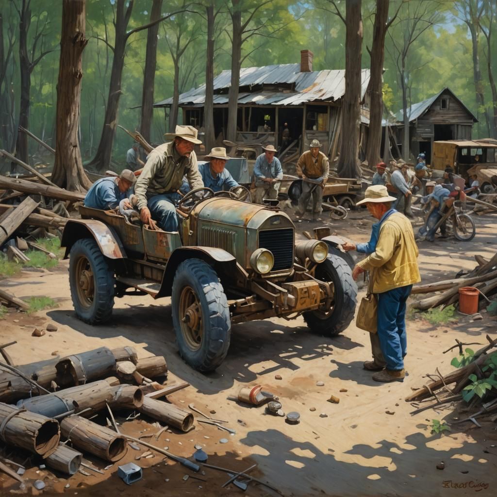 Complex Machine, Oil Painting in Classical Realism Style