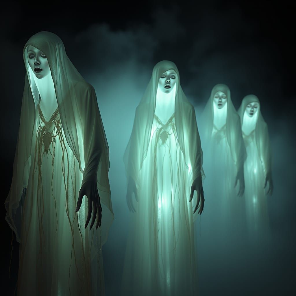 Ethereal Spirits in Haunting Dark Surrealism