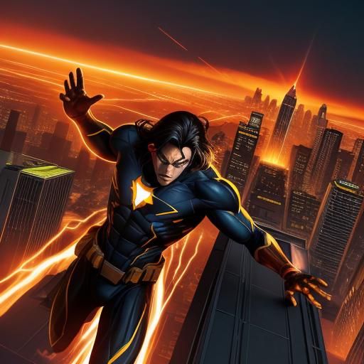 Dynamic Superhero in Cinematic Comic Book Style