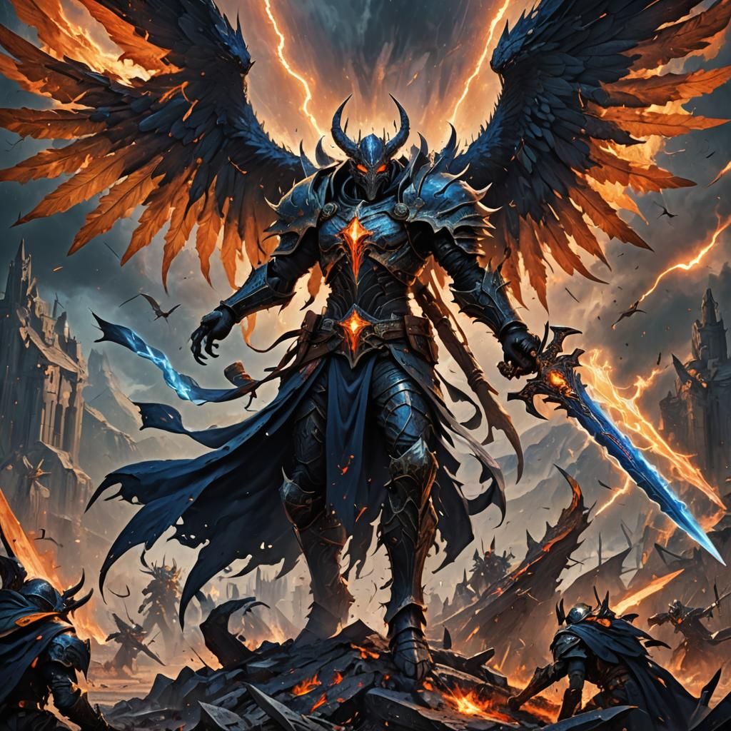 Nephalem Warrior in War-Torn Landscape