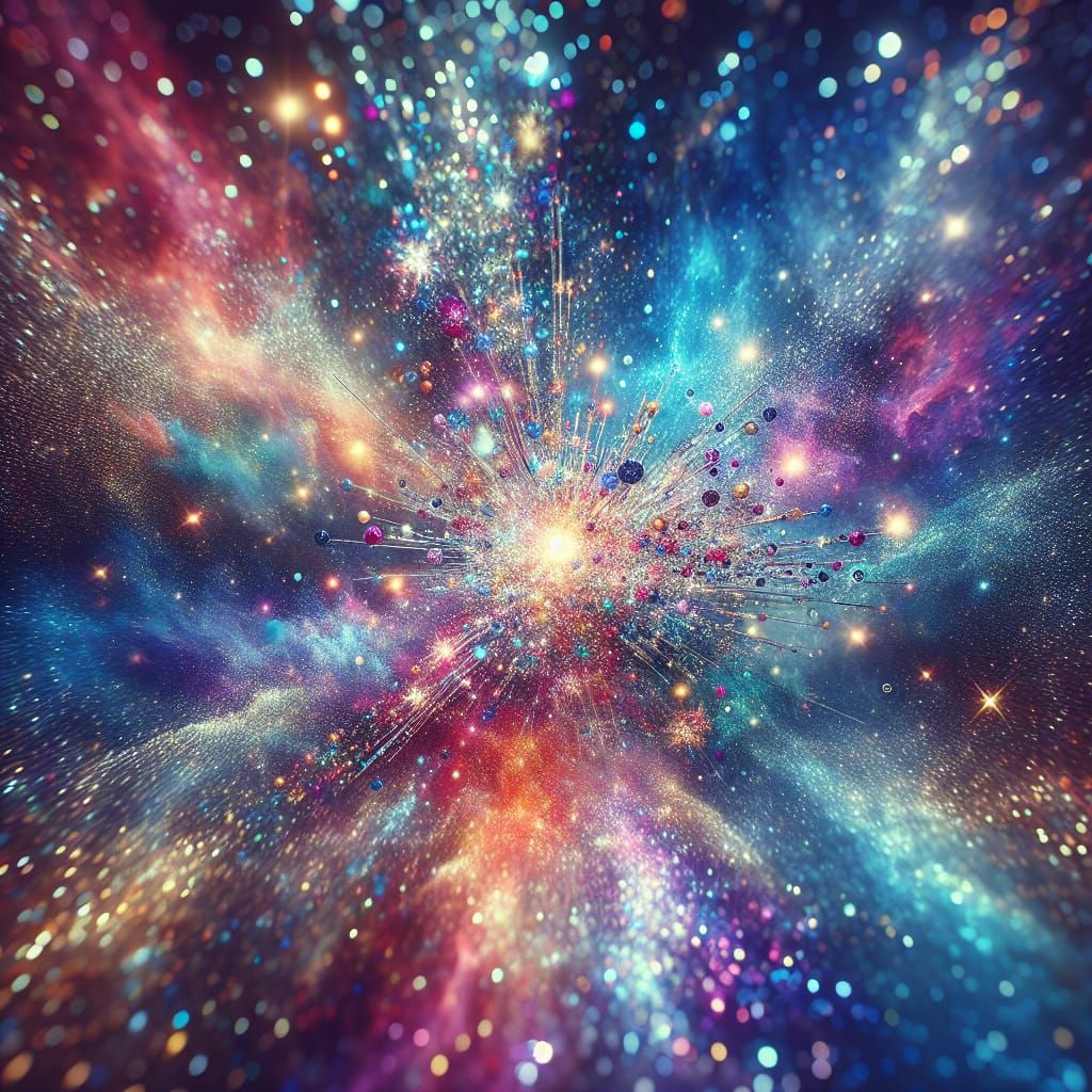 Cosmic Glitter Explosion in Surreal Fantasy Style
