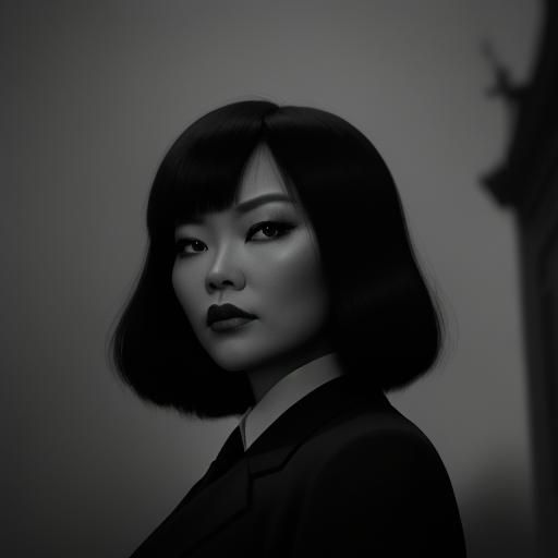 Anna Mae Wong Film Noir Portrait in Black and White