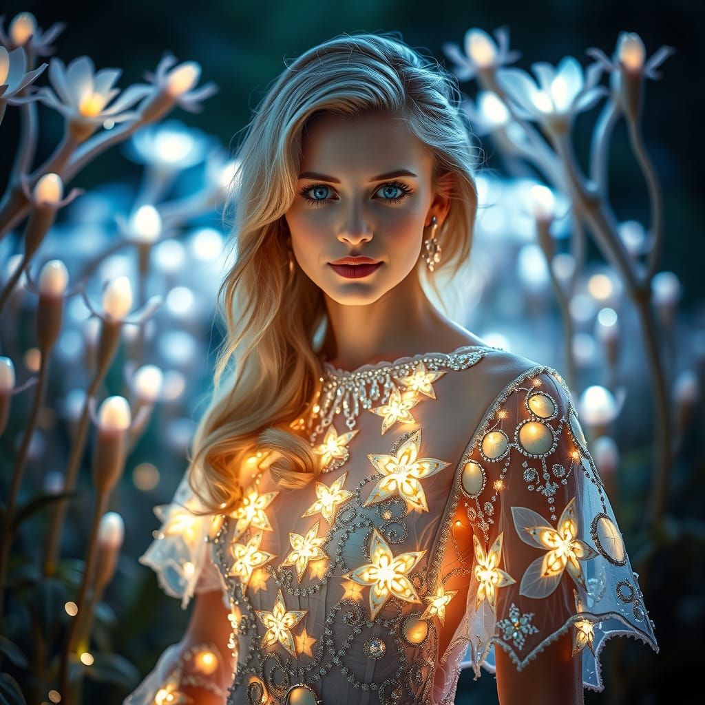 Ethereal Bride in Woven Starlight Gown