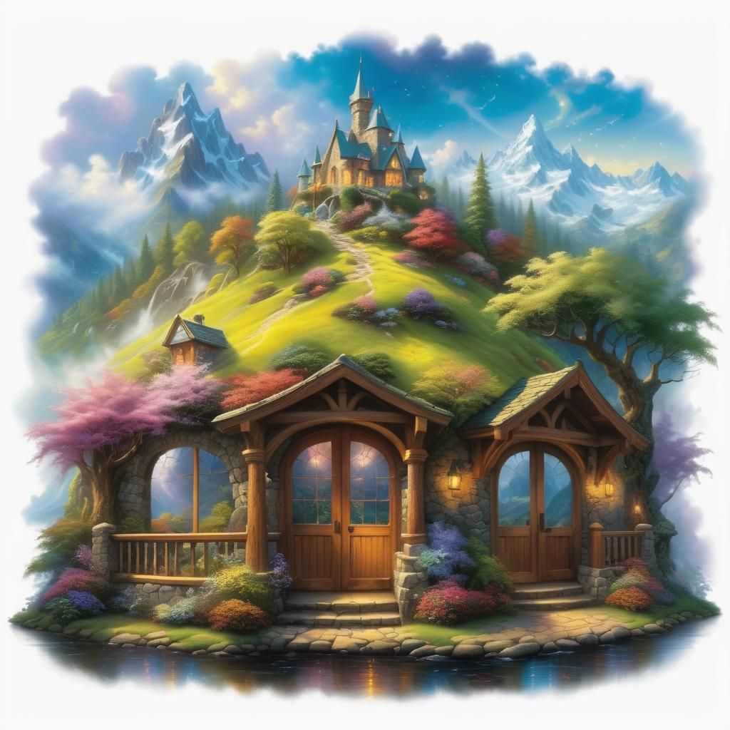 Ethereal Magical Mountain Landscape in Hyperdetail