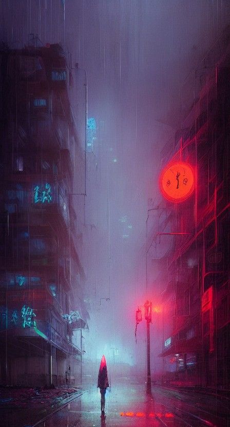 Neon City Ghost in Cyberpunk Fantasy Art