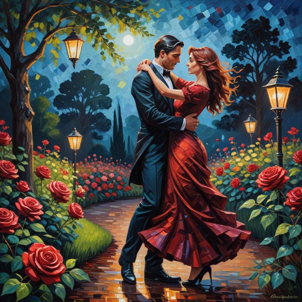 Midnight Serenade in a Rose Garden