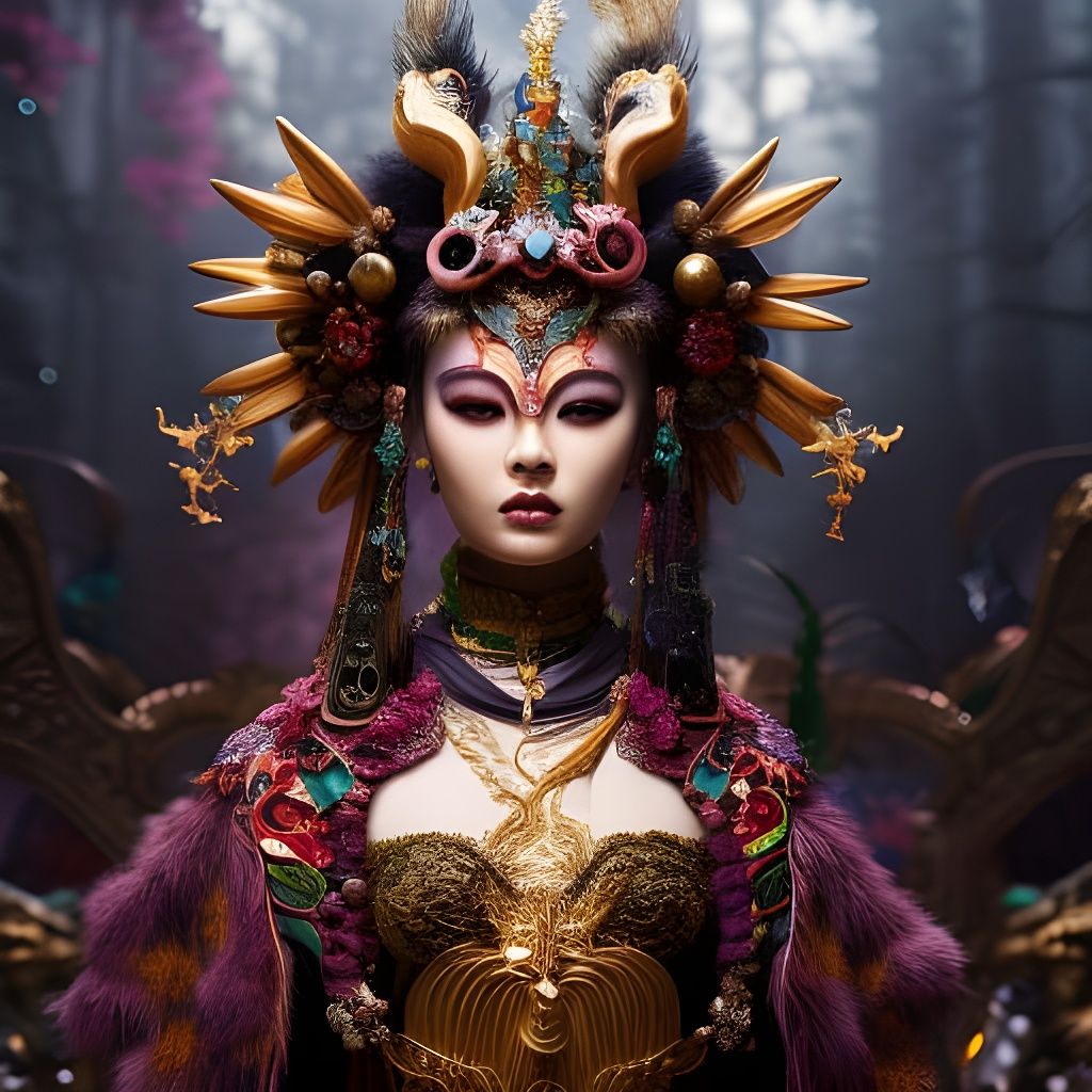 Masked Kitsune Ballroom in Art Nouveau Style