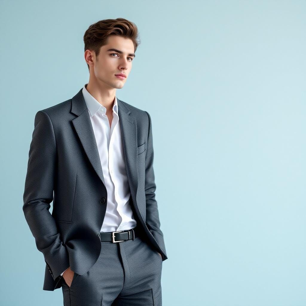 Modern Man in Sleek Attire with Gradient Background