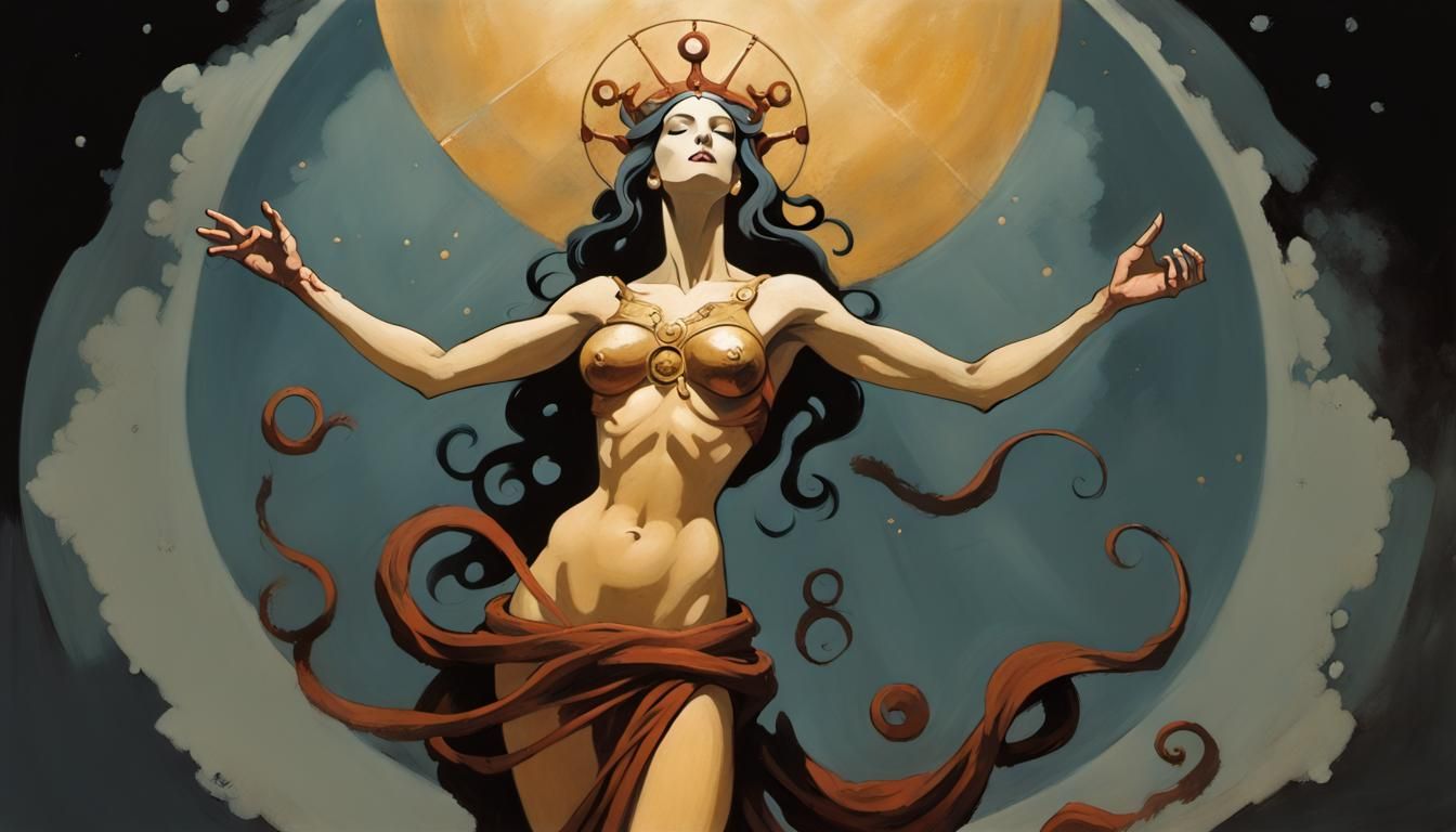 Goddess in Mignola and DaVinci Style