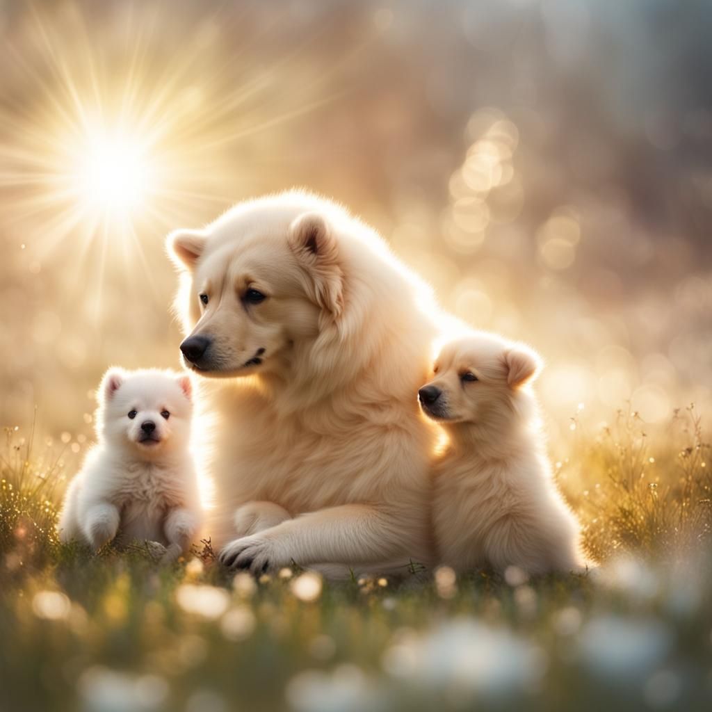 Cute Bears and Dogs in Divine Sunshine