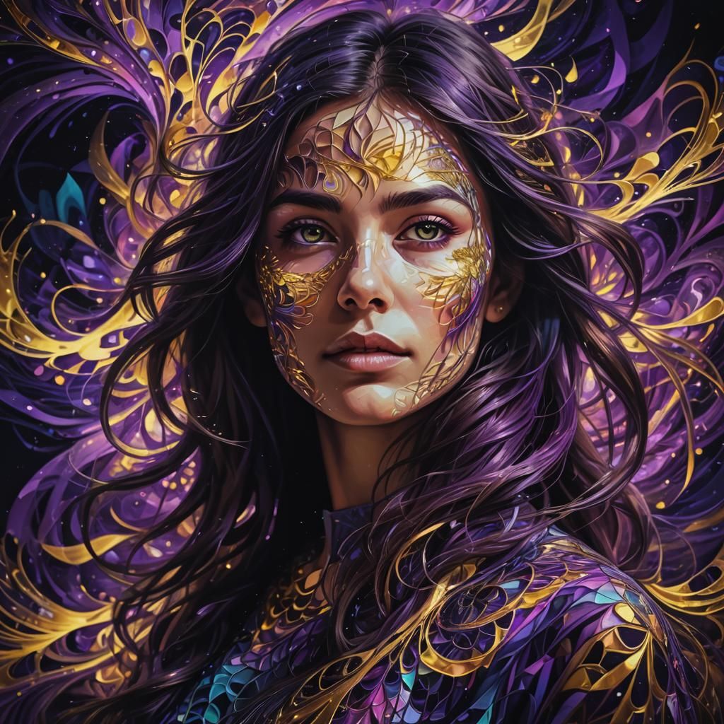 Vibrant Fractal Portrait of a Woman