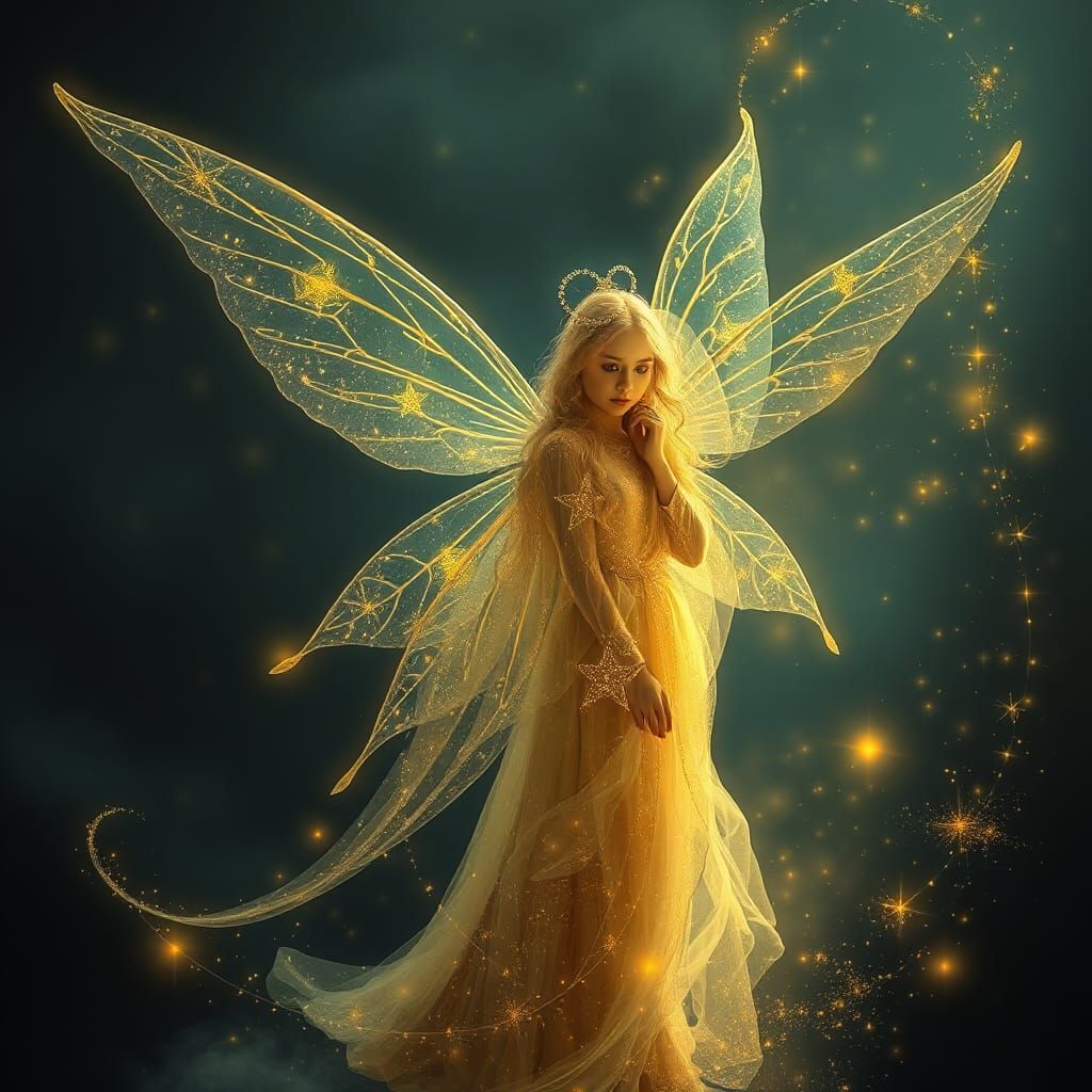 Enchanting Luminous Golden Fairy of Celtic Lore