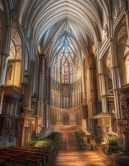 Fantastical Gothic Church at Dusk, Hyperreal Detail