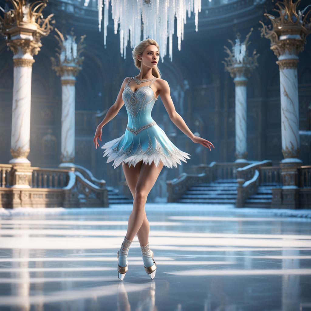 Figure Skating Princess in Ice Palace: 3D Game Art