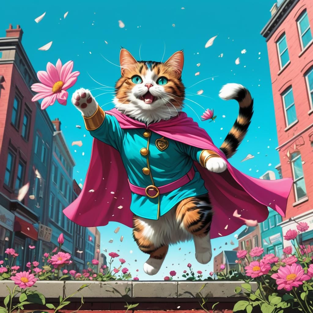 Calico Wondercat Creates Flowers: Comic Book Art