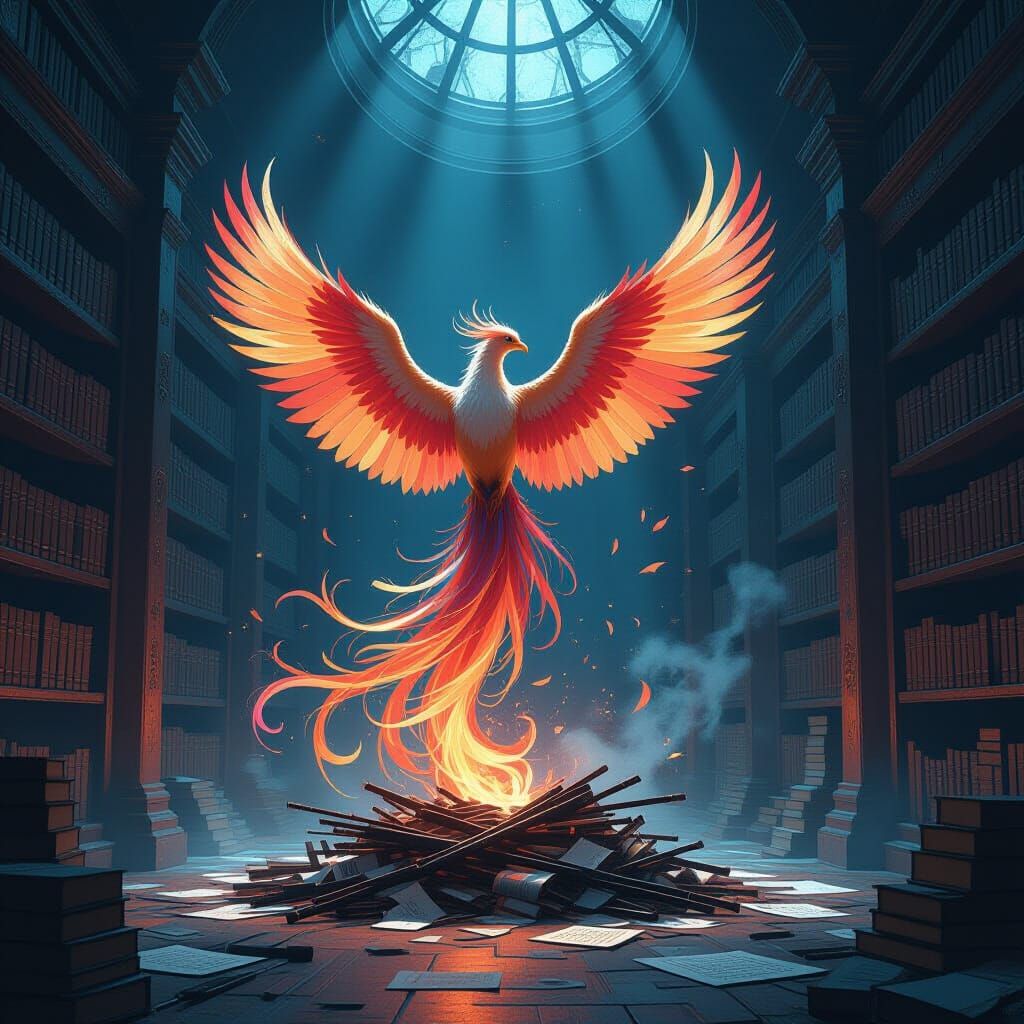 Ink Phoenix Rises from Calligraphy Brushes