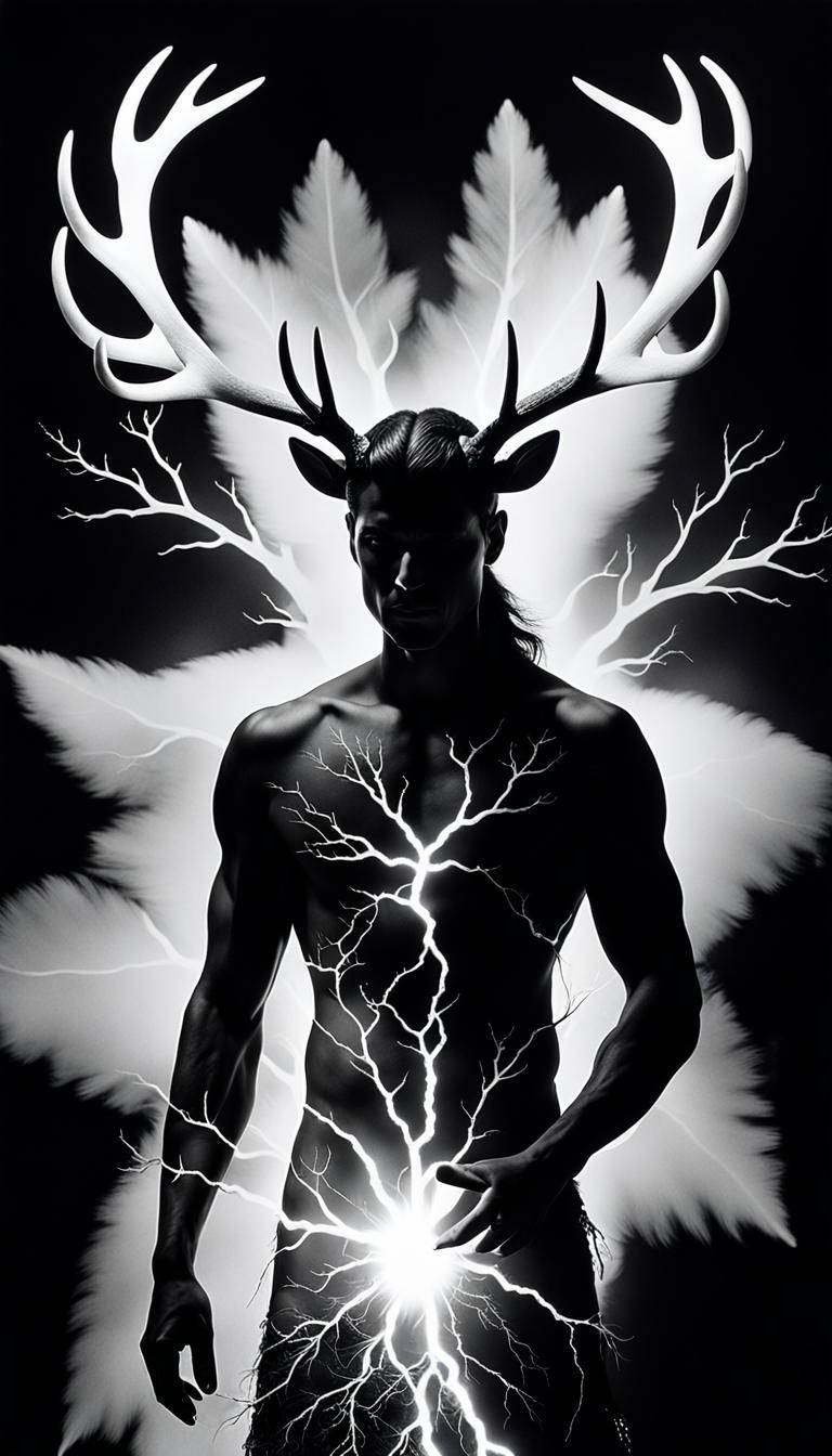 Photogram of Antlered Man and Earth Goddess
