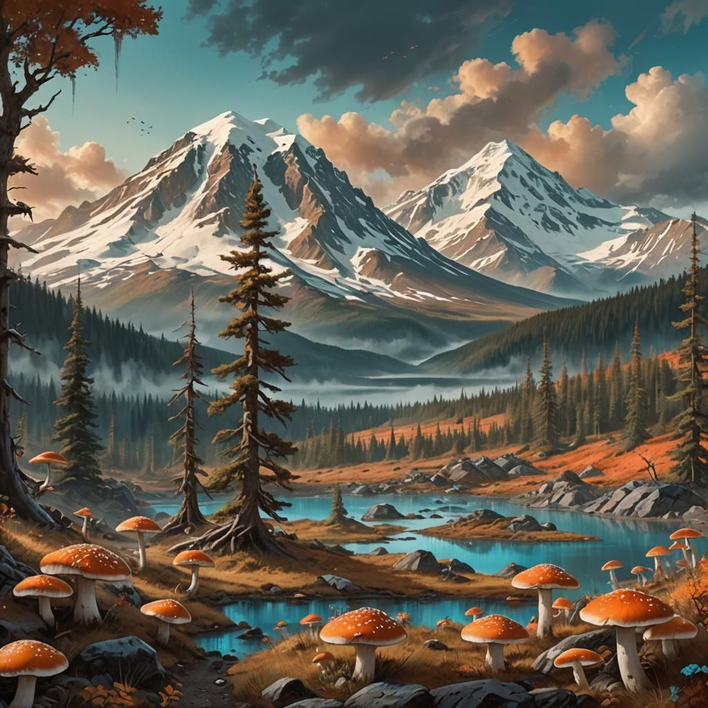 Alaska Forests Meet Erciyes Mountain: Dreamlike Matte Painti...