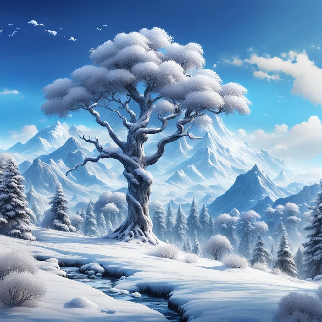 Snowy Landscape Inspired by Matte Painting Art