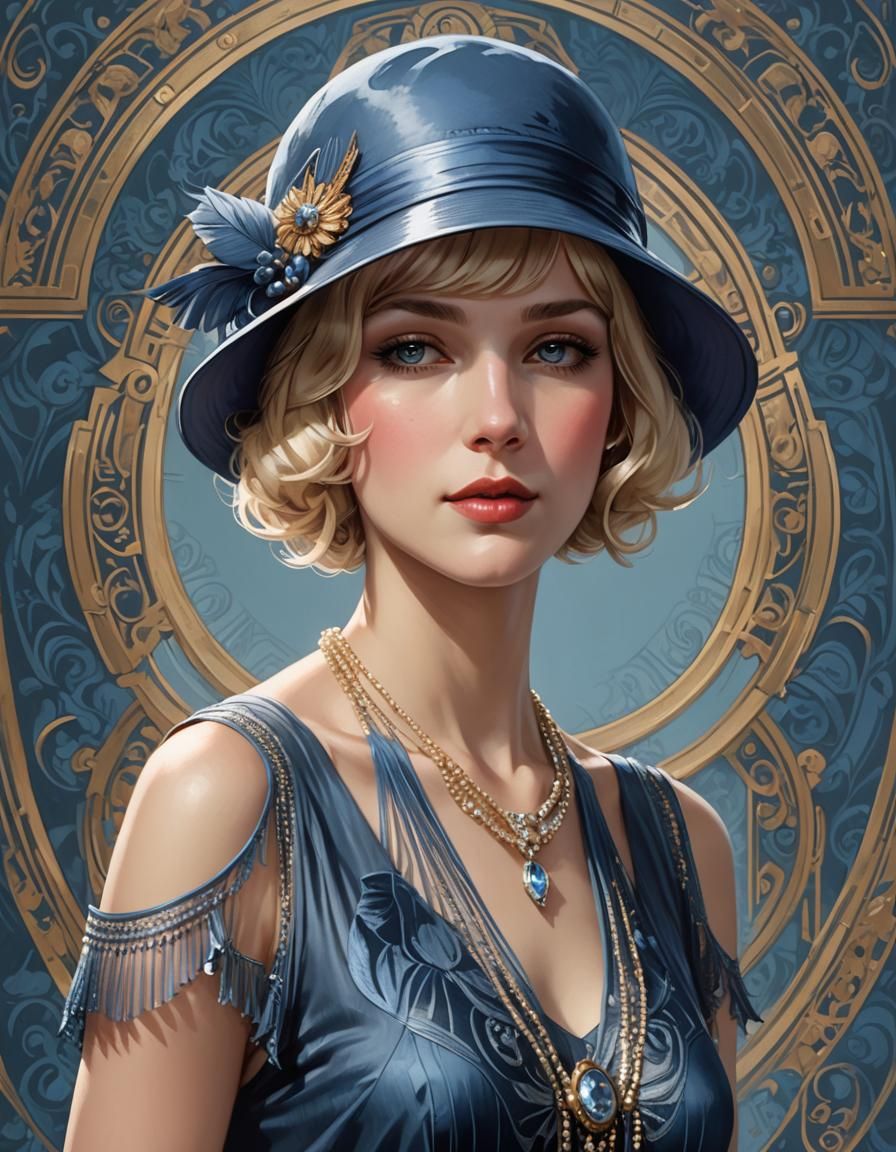 Roaring 20s Portrait in Art Nouveau Style