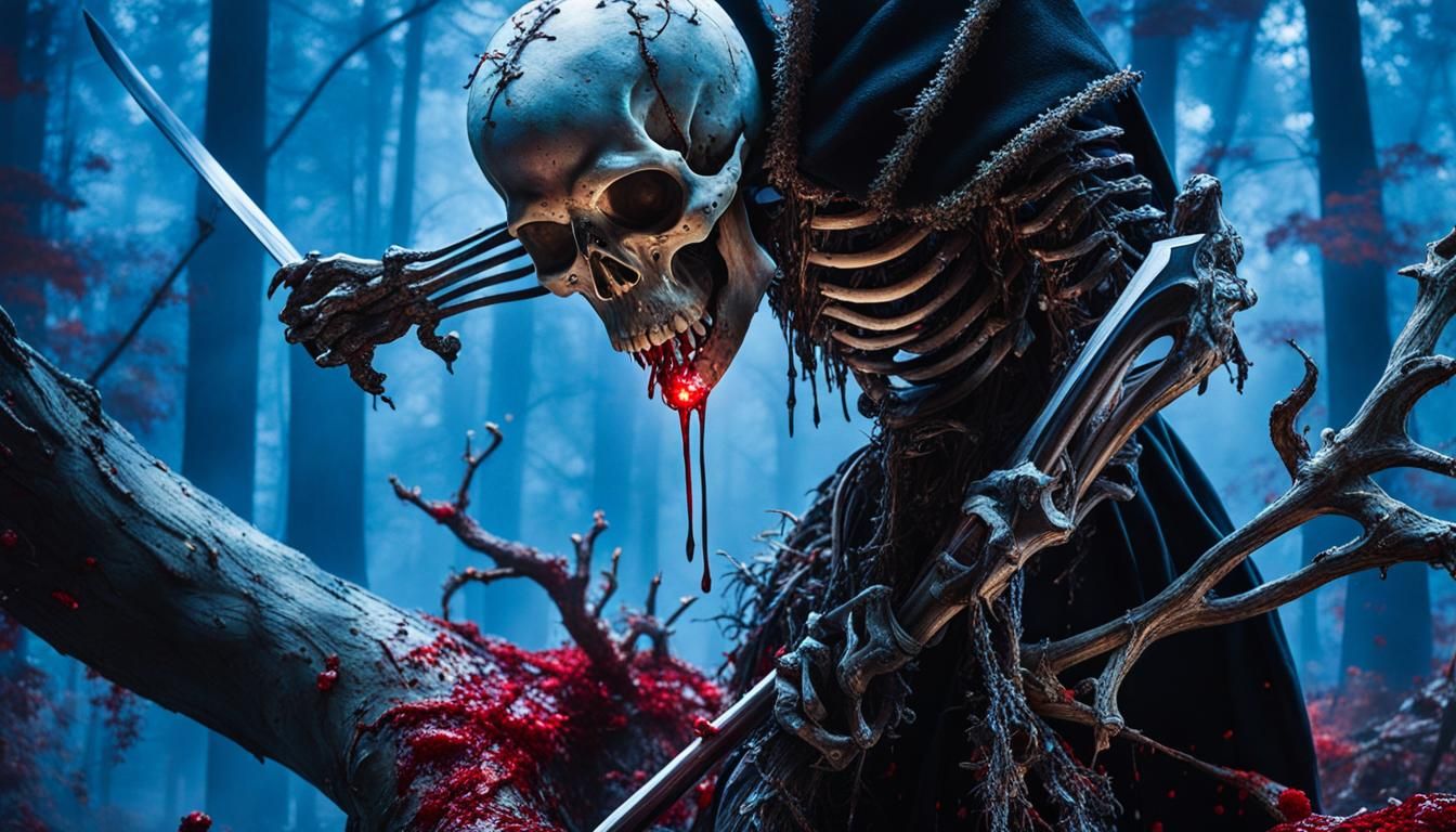 Hooded Skeleton with Sword in Fantasy Forest