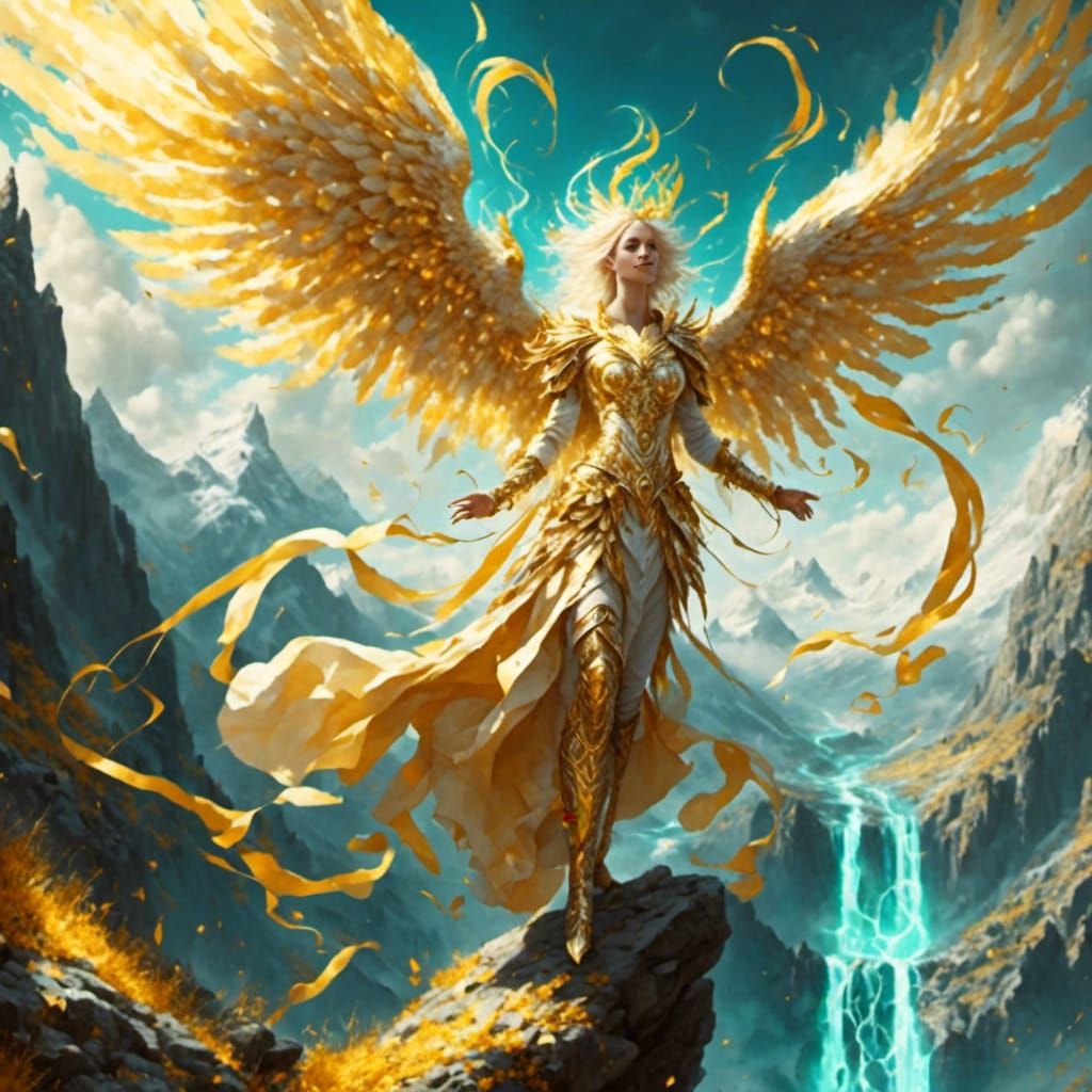 Radiant Angelic Herald in Golden Light
