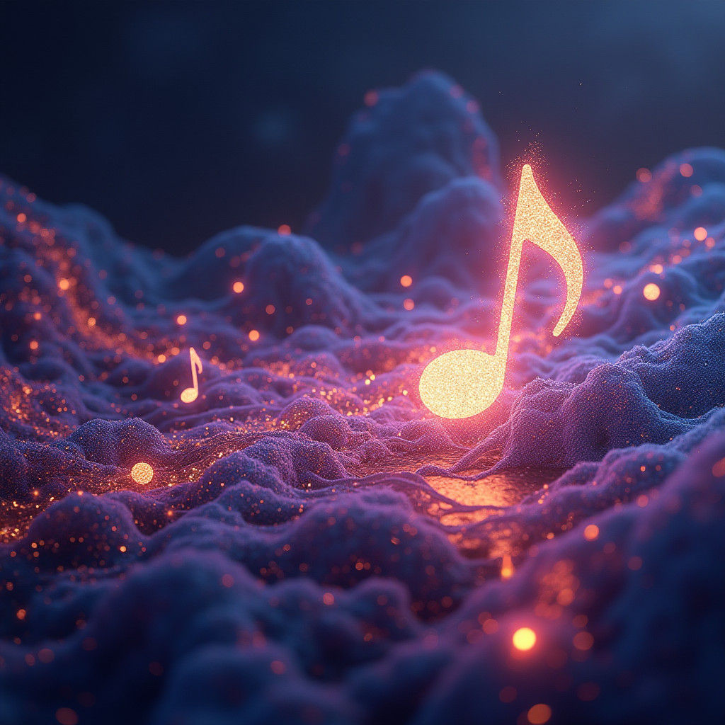 Glowing Musical Landscape in Dreamlike Fantasy Style