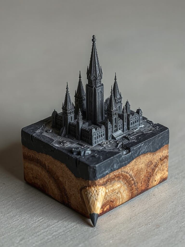 Grim Isometric City Rises From Giant Pencil Diorama