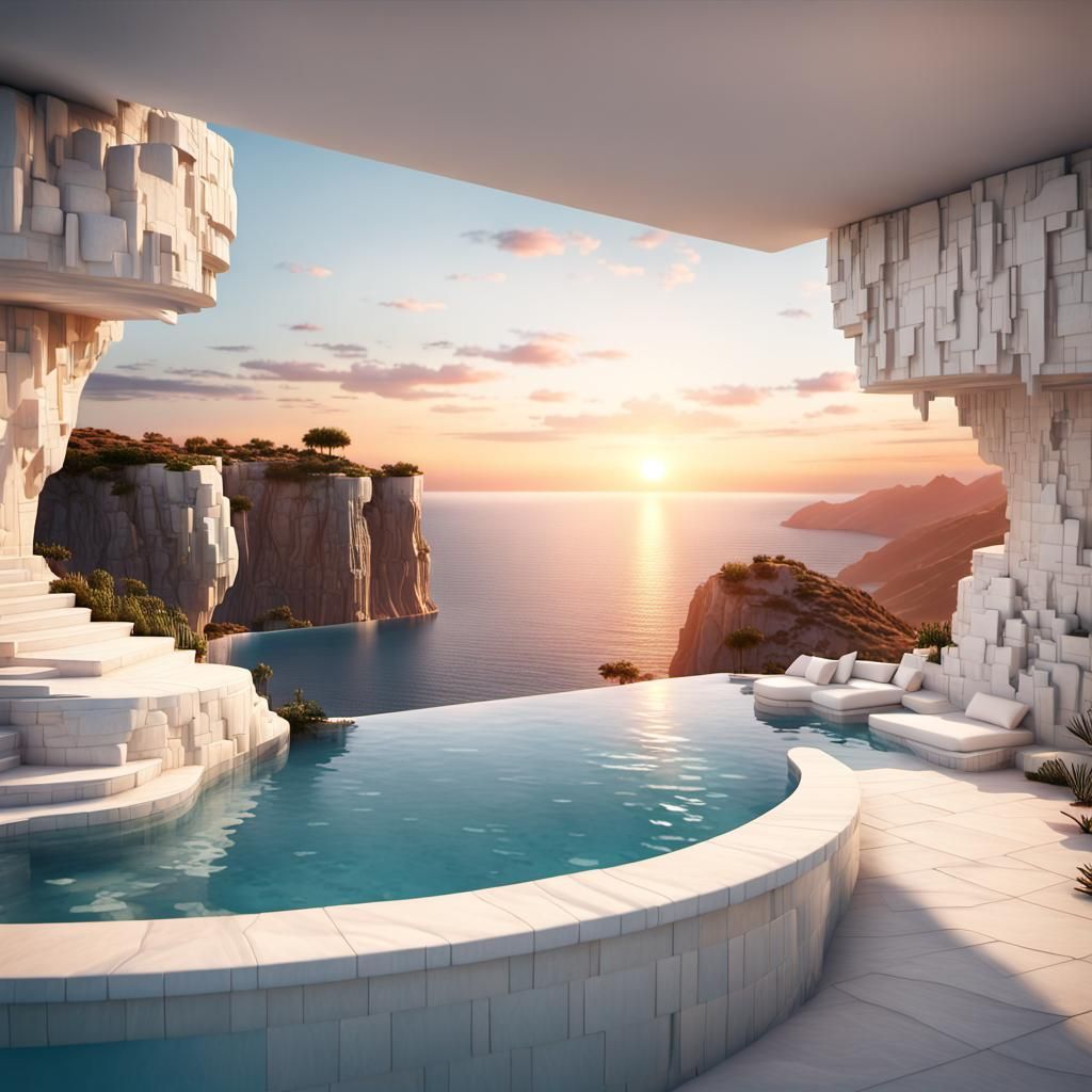 Cliffside Pool with Sunset Ocean View