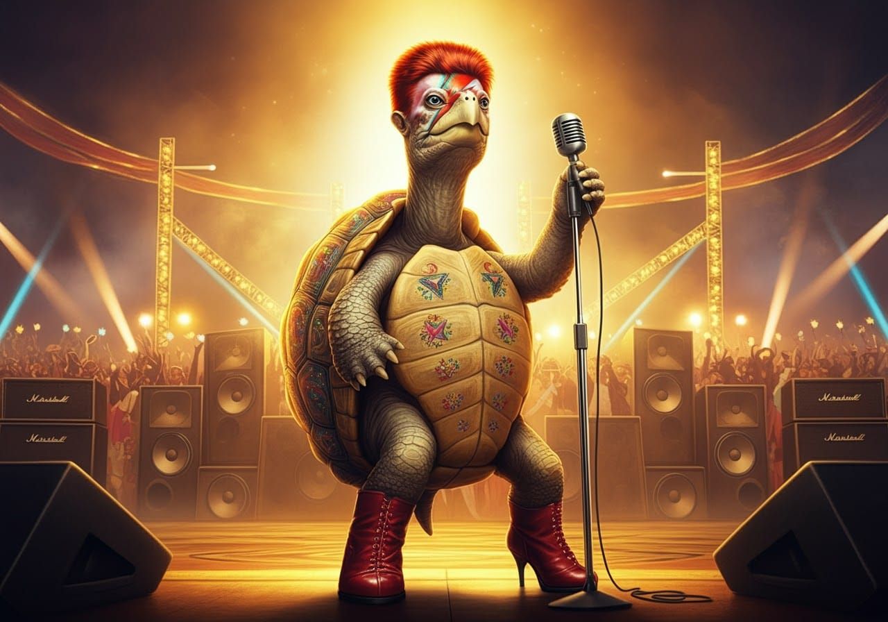 Ziggy Stardust Turtle Rocks the Stage