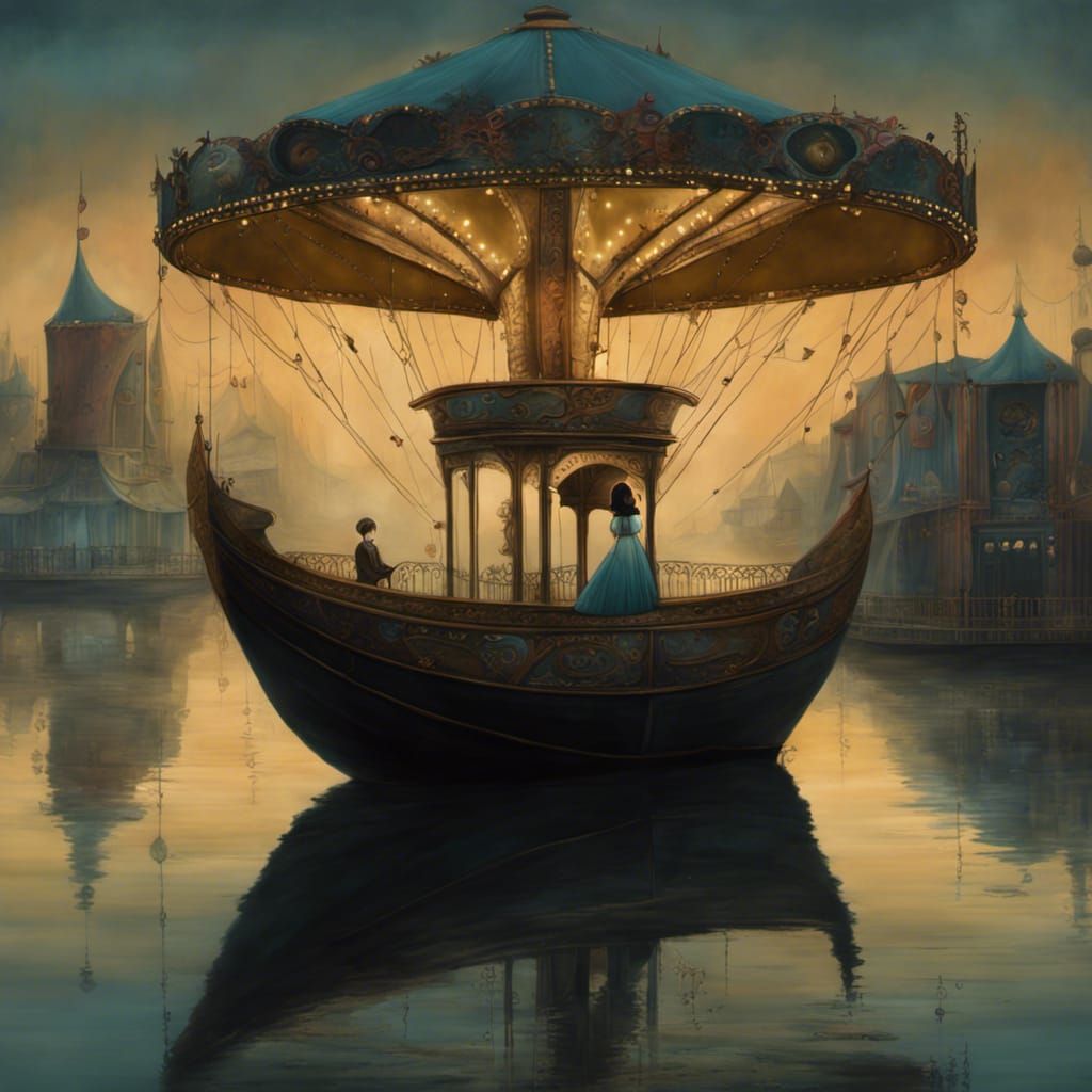 Girl in Derelict Carnival Dream: Fantasy Art