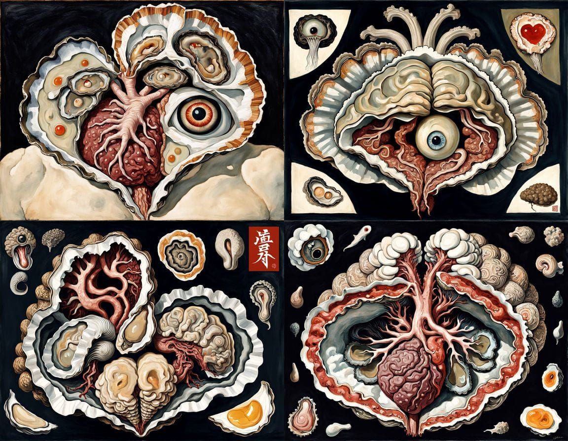 Mythical Oyster Hybrid in Ukiyo-e Style