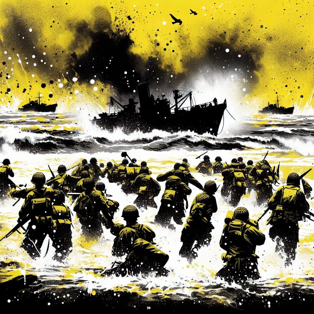 D-Day Omaha Beach Splash Art Representation