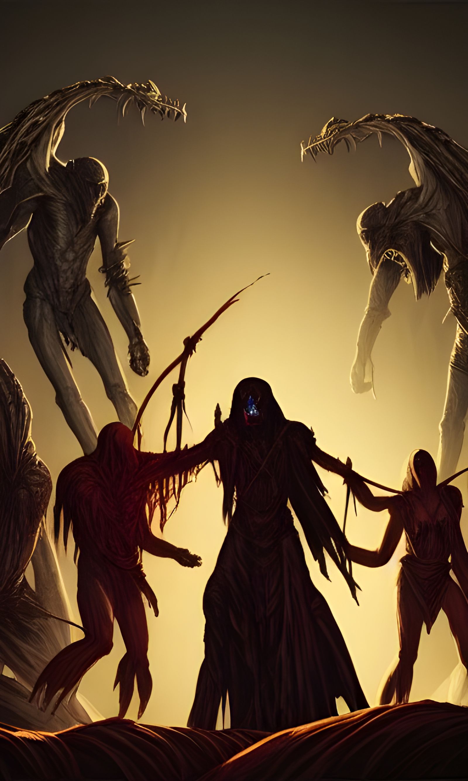 Epic Monster Battle in Retrowave Style