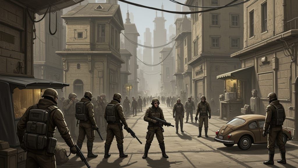 Sepia Punk Commando in Noir Style