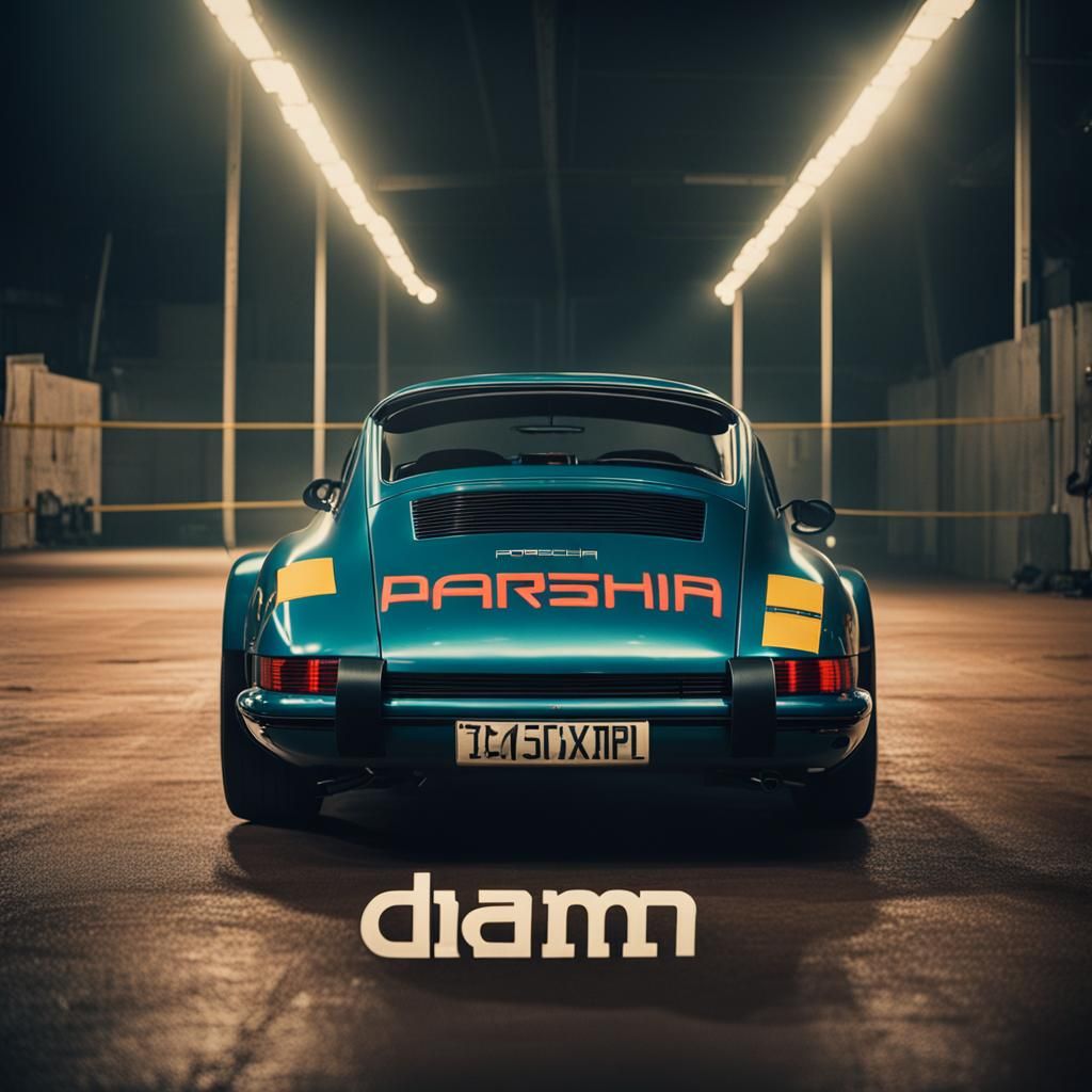 Porsche Sports Car with Bold "DAMN" Graphic