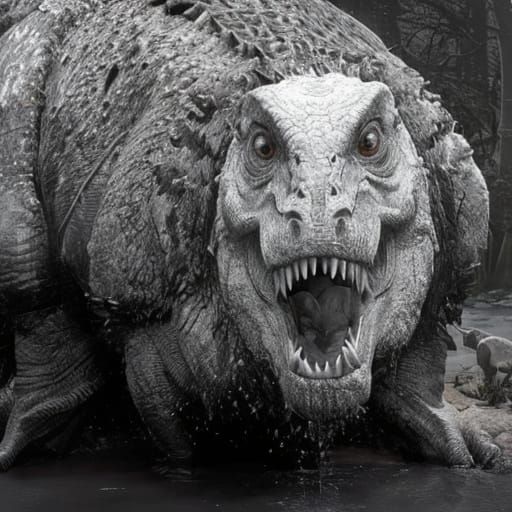 Ancient Tyrannosaurus Rex Dominates a Watering Hole