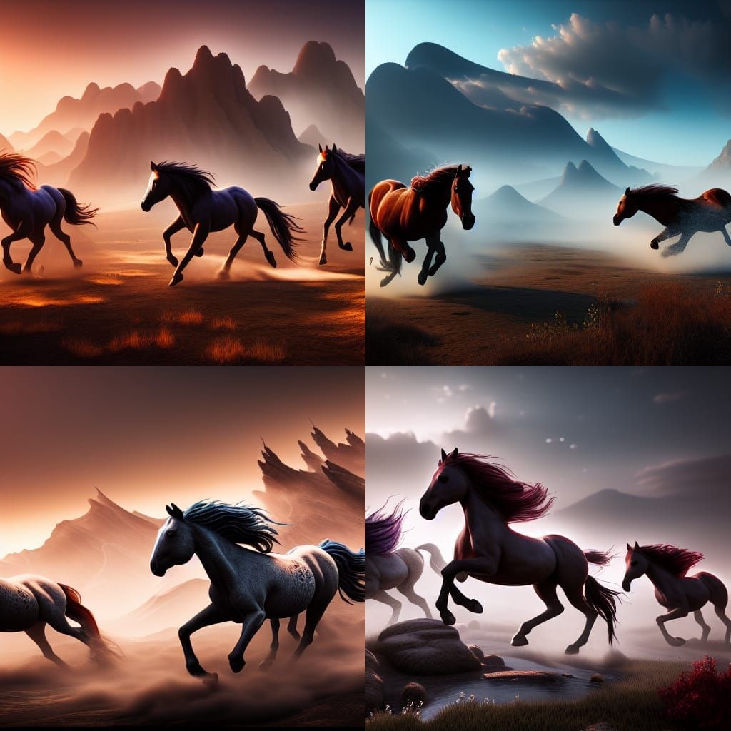 Wild Horses Run Through Mountains: Fantasy Concept Art