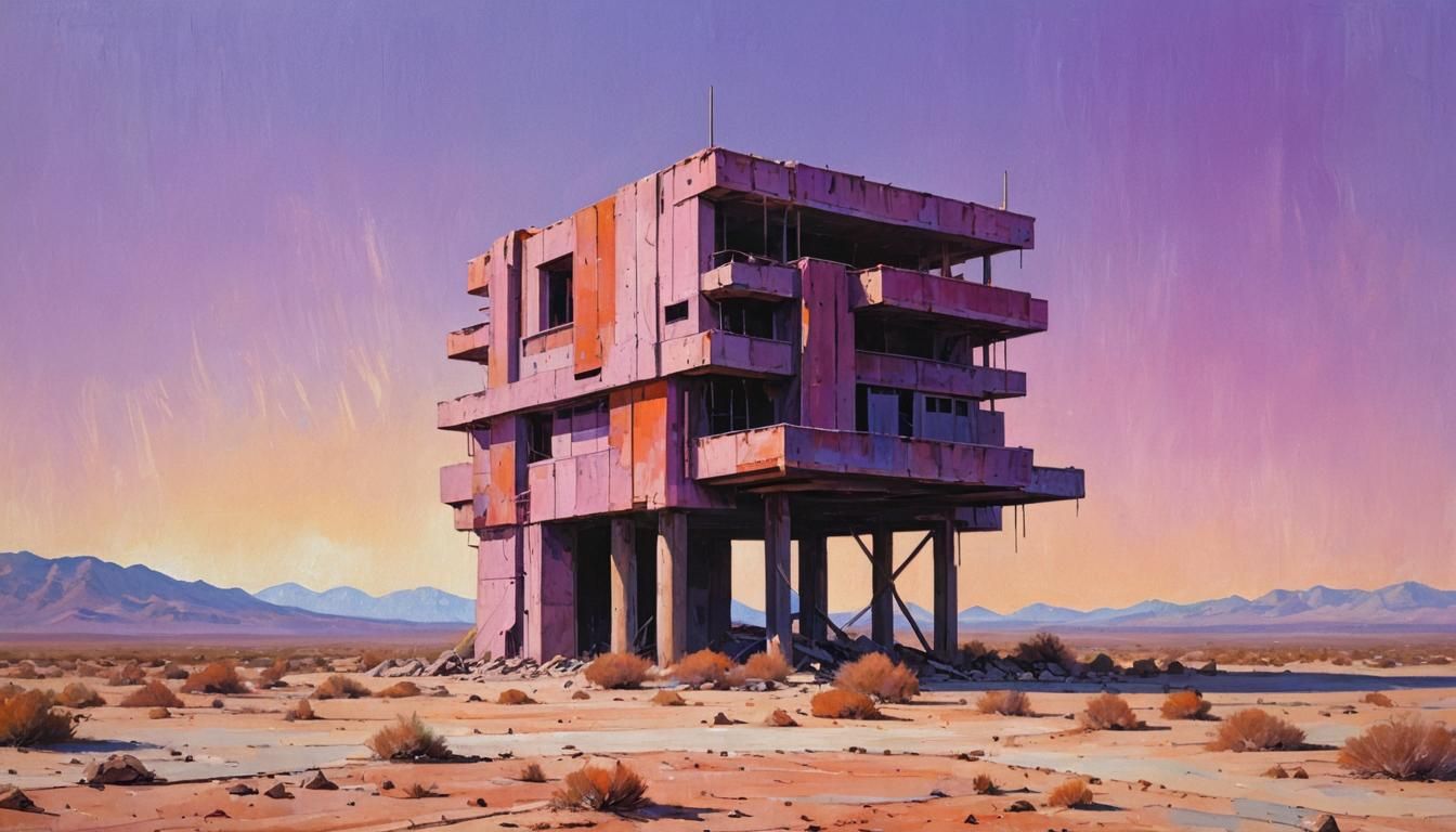 Post-Apocalyptic Brutalist Structure as Impressionist Painti...