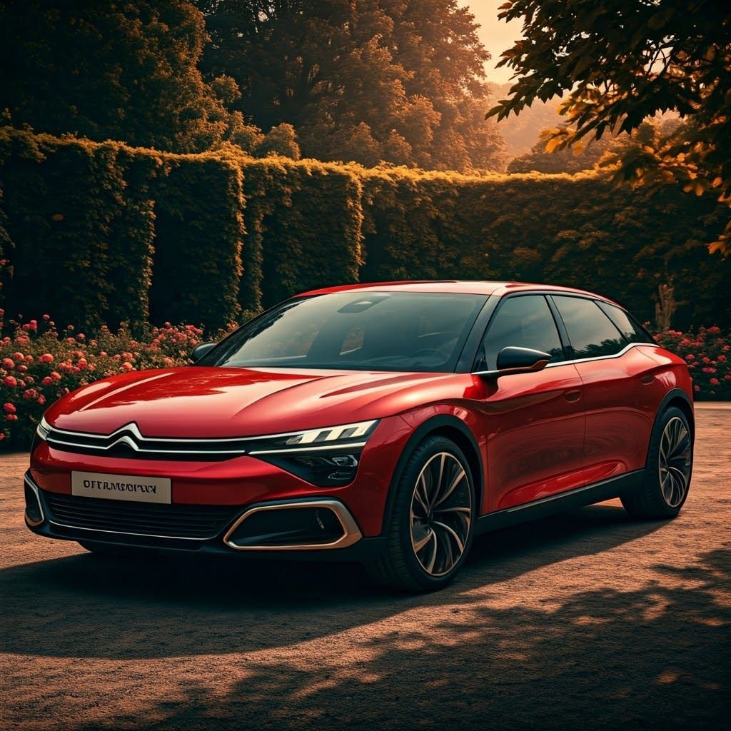 Red Citroën XM Concept in French Garden