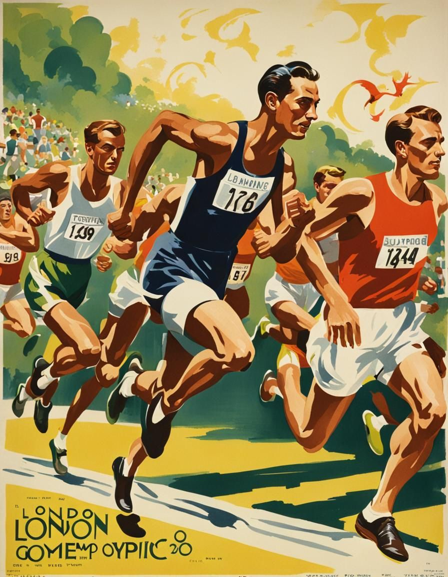 1948 London Olympics Running Race Poster Art