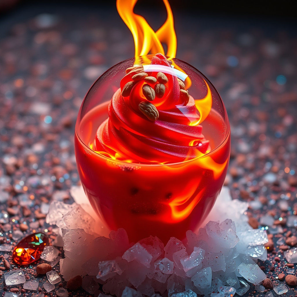 Fiery Ice Cream Sundae with Glimmering Gems