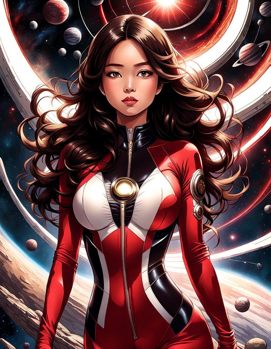 Stunning Indonesian Spacewoman in Retrofuturistic Style